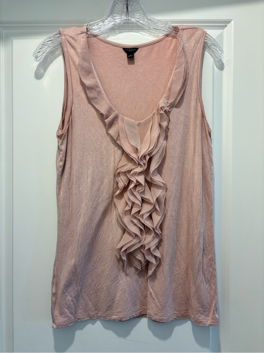Ann Taylor Ruffle Front Sleeveless Camisole - Blush